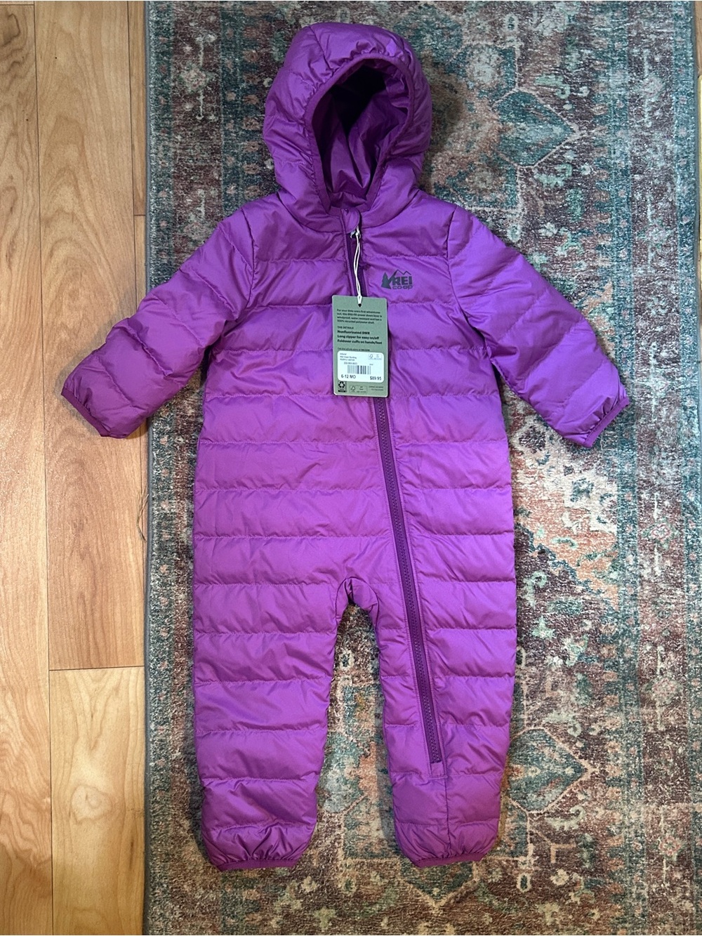 REI Kids Hooded Insulated One-Piece in Bright Purple